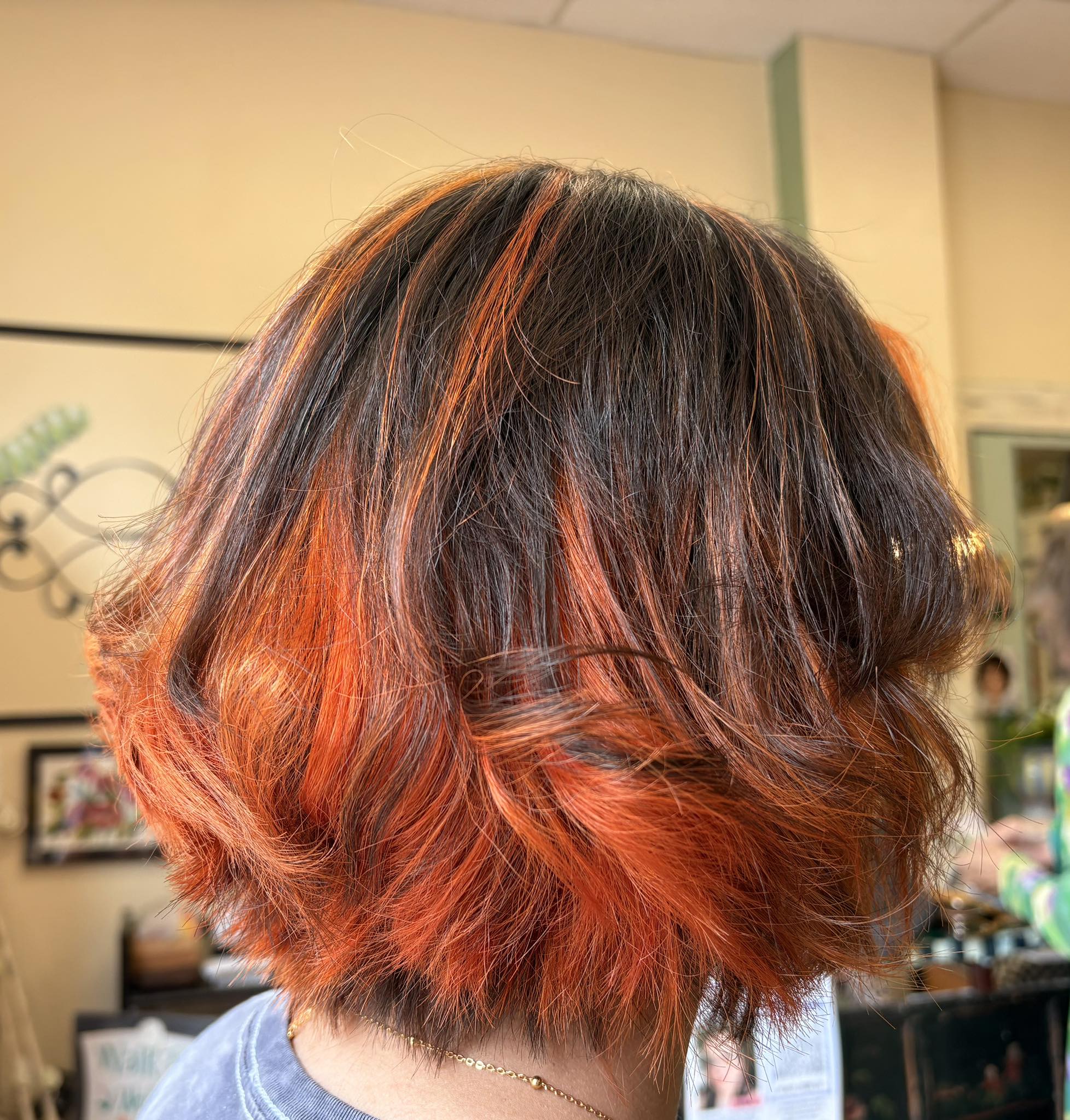 Copper balayage bob